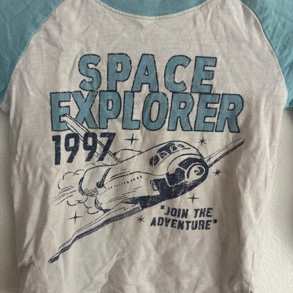 Carters Toddler Boys Space Explorer 1997 Raglan Long Sleeve Graphic Tee 4T Teal